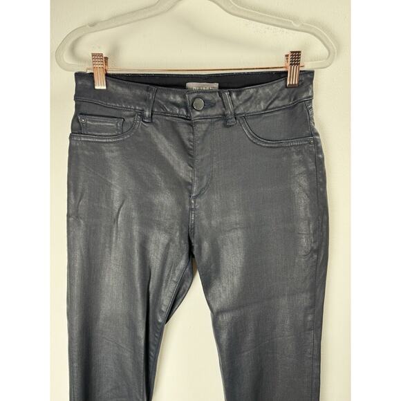 DL1961 Waxed Denim Modal Blend Instasculpt Gothic Grunge Luxury Crop Boot Jeans - Picture 2 of 10